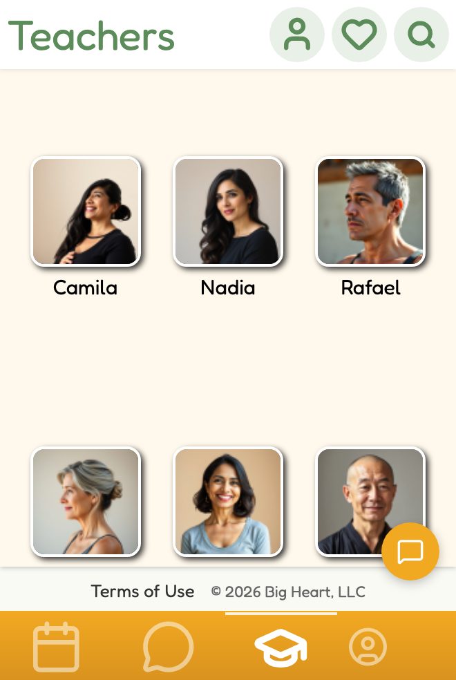 App screenshot: teachers directory
